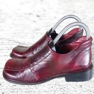 RARE NOVAMAS Burgundy Leather Booties Shoes Square Toe 36 SPAIN